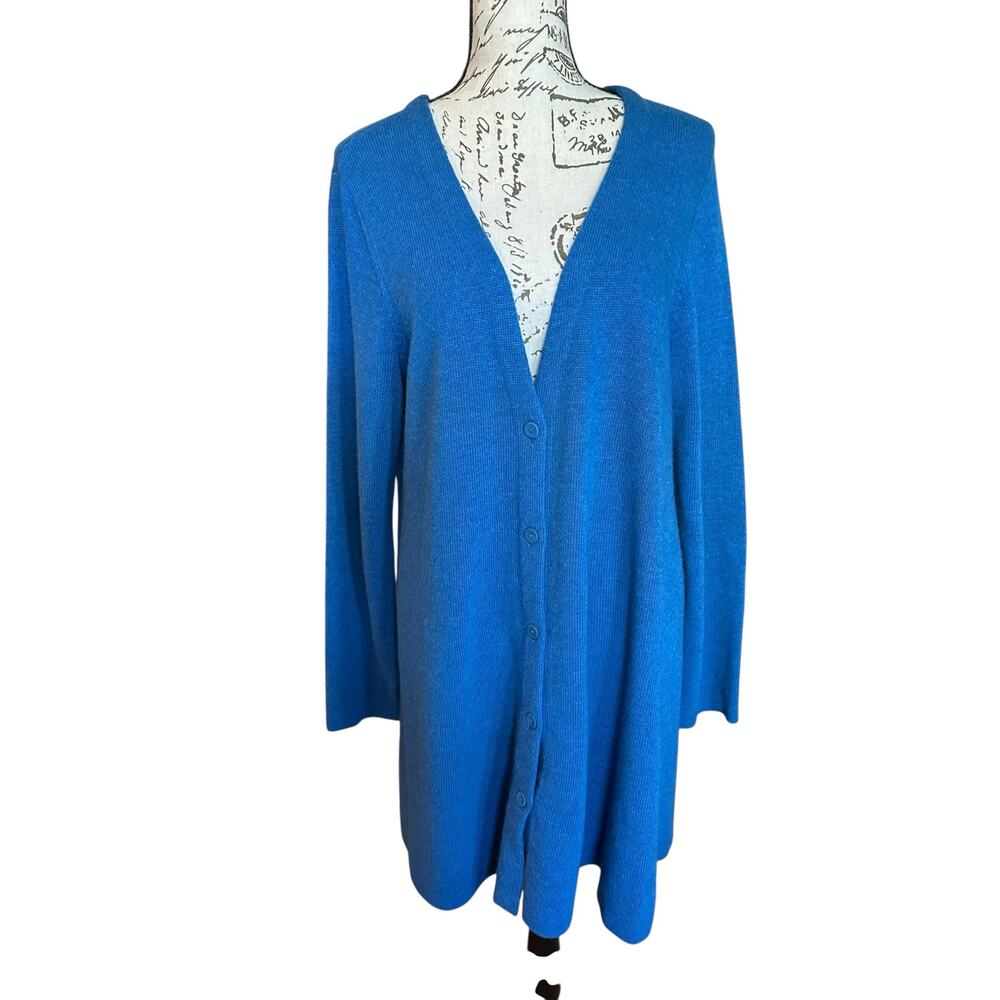 Eileen Fisher Mélange Fluff Sweater Heather Blue Size L Quiet Luxury Soft Luxe